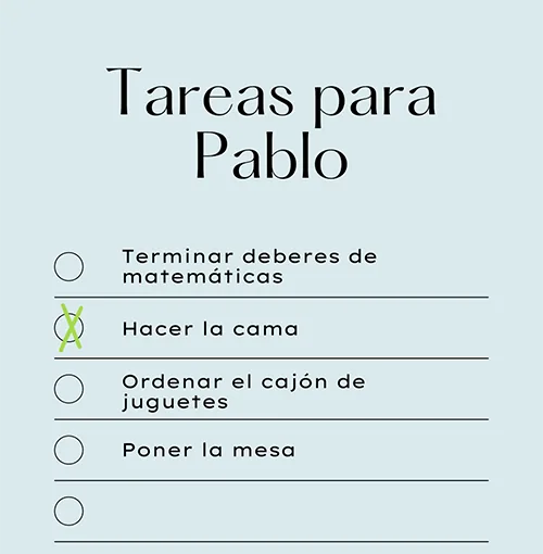 Listas de tareas para la organización de los niños