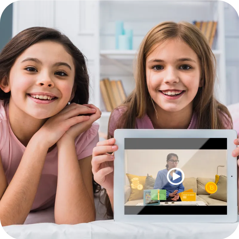 Niñas jugando Cresory en una tablet